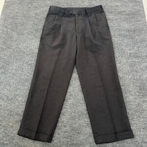 Unbranded Mens Pleated Pinstripe Dress Pants 36x30 Charcoal Gray Cuffed Trousers
